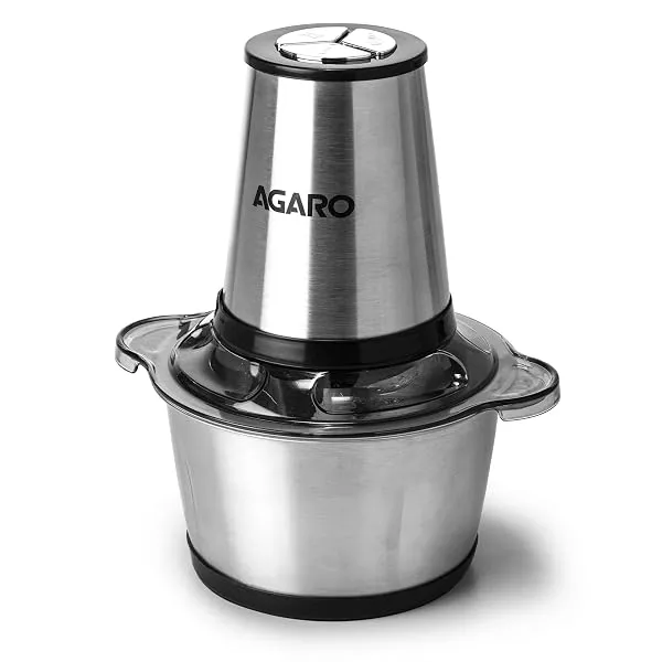 AGARO Delite Vegetable & Meat Chopper for Kitchen, Garlic Peeler, Egg Whisker, 2L Bowl, 400W Motor, 3 Speed Settings, Meat Grinder, Vegetable Mixer, Stainless Steel Body, Onion, Ga — Linkbiz SmartDeal's
