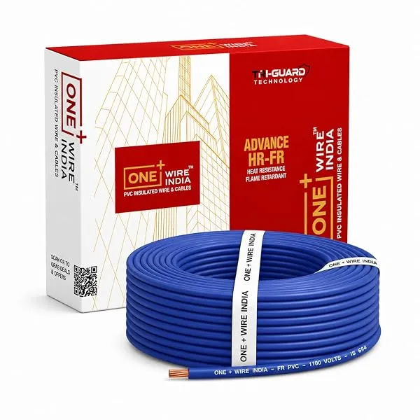 ONE+WIRE INDIA 2.5 SQMM Blue 90M House Wiring Cable Copper Wire | PVC Insulated Multistrand CCA Copper Wire, High Purity, FR Rated, Heavy Duty Electrical Wire for Home & AC Wiring, — Linkbiz SmartDeal's