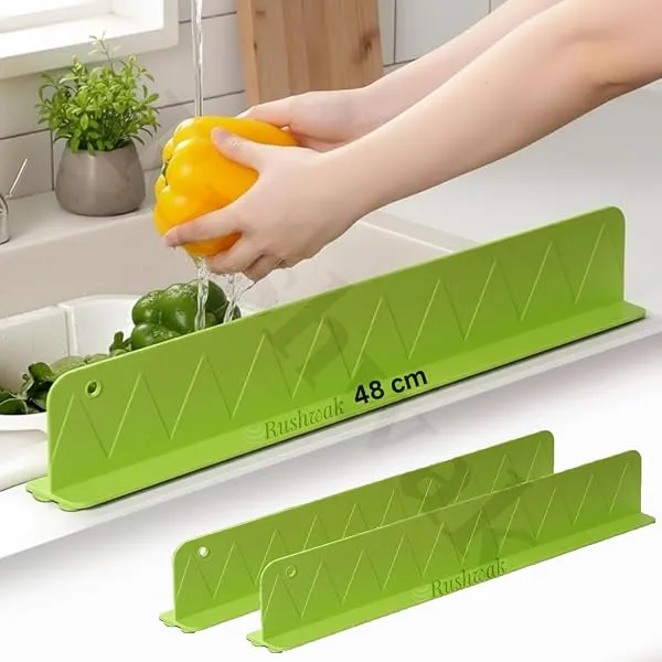 Rushwak 2PCS X 48CM Silicone Sink Splash Guard in Kitchen Sink Water Splash Guard with Strong Suction Cups Waterproof Countertop & Stove Protector Flexible Anti Splash Baffle for K — Linkbiz SmartDeal's