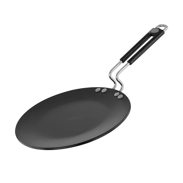 Prestige Hard Anodised Roti Tawa 22.5 cm | Thick Base (4 mm) | Gas & Induction Compatible | Metal Spoon Friendly | Stay Cool Handle | Wide Base | 2Y Warranty | ISI — Linkbiz SmartDeal's