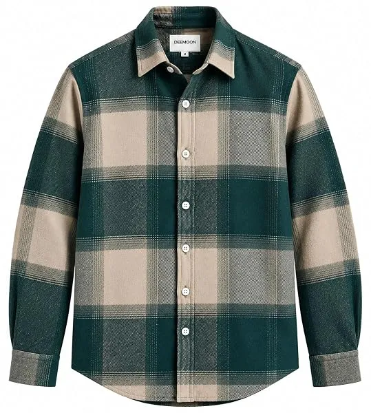 DEEMOON Men's Premium Cotton Blend Printed Checkered Shirt | Full Sleeve Plaid Casual Button-Down Shirt | Soft & Comfortable Regular Fit | Office, Travel & Everyday Wear — Linkbiz SmartDeal's