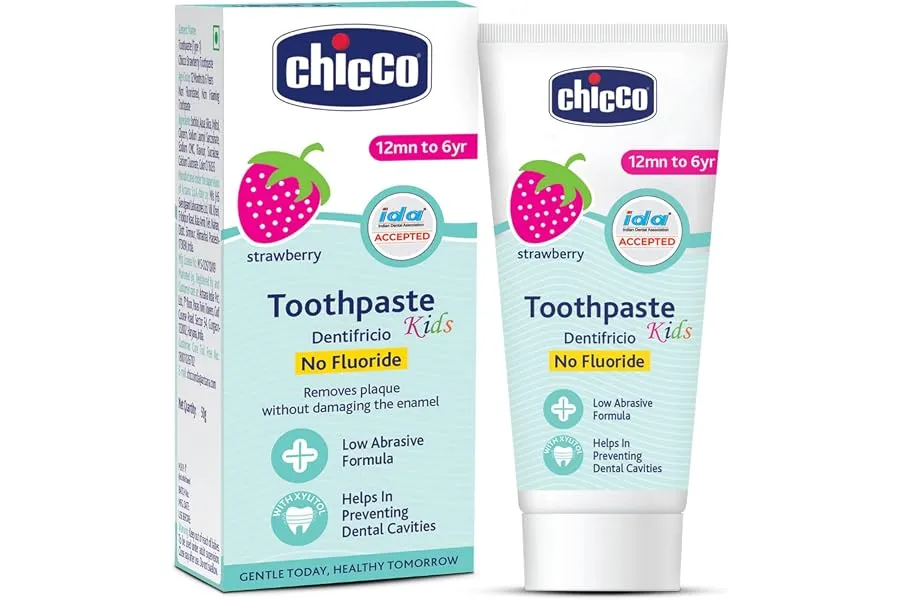 Chicco Toothpaste for Kids, Best for Baby (1y-6y), Strawberry Flavour, 50g | Fluoride-Free & Lo — Linkbiz SmartDeal's