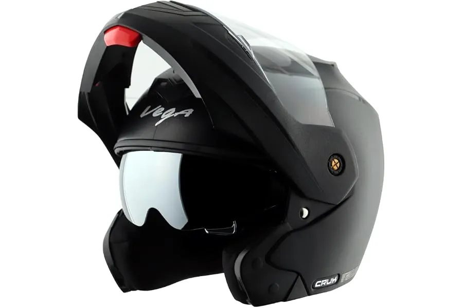 Vega Crux Dual Visor Flip Up Motorcycle Helmet with Lightweight Shell, Flip-Up Chin Guard, Dual — Linkbiz SmartDeal's