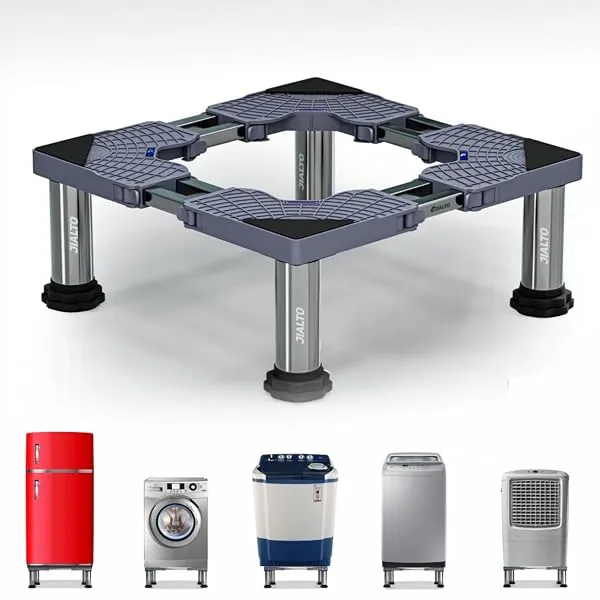 JIALTO Universal Washing Machine Stand 5-12Kg| Washing Machine Trolley | Refrigerator Stand For Fridge | Spirit Level | Anti-Vibration Legs | Rubber Pads Load Capacity 350Kg (Doubl — Linkbiz SmartDeal's