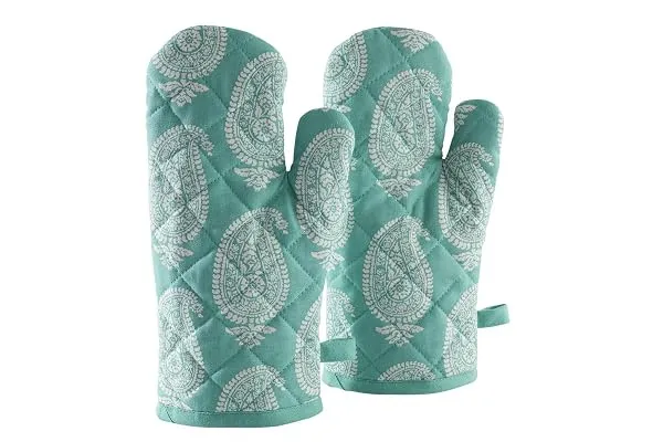 AmazonBrand - Solimo 100% Cotton Padded Oven Gloves Paisley, (Pack of 2, Blue) — Linkbiz SmartDeal's