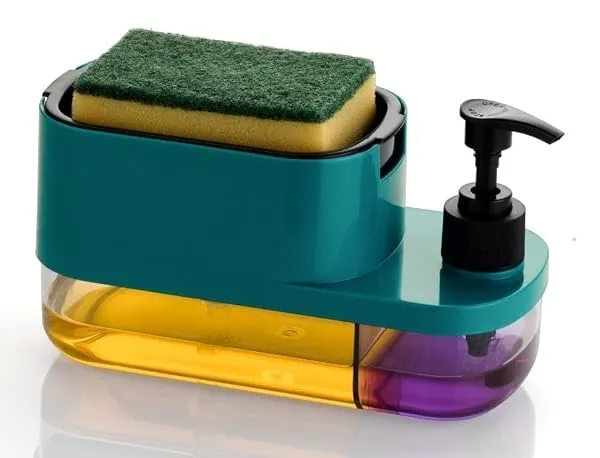 Leawall 3-in-1 Soap Dispenser with Sponge Holder – Bathroom Liquid Soap Pump for Kitchen Sink handwash Dispenser Bottle soap Dispenser for wash Basin Kitchen Accessories Items for — Linkbiz SmartDeal's
