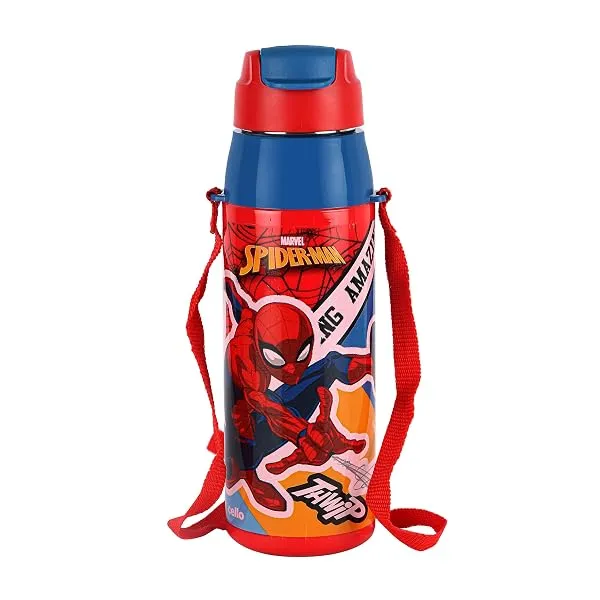 CELLO Puro Steel-X Hydra Kid 600 Inner Steel Insulated Water Bottle 520ml, Red | Spiderman Print | ISI Certified, Leakproof | Easy to Carry with Loop | Insulated Cold Water Bottle — Linkbiz SmartDeal's