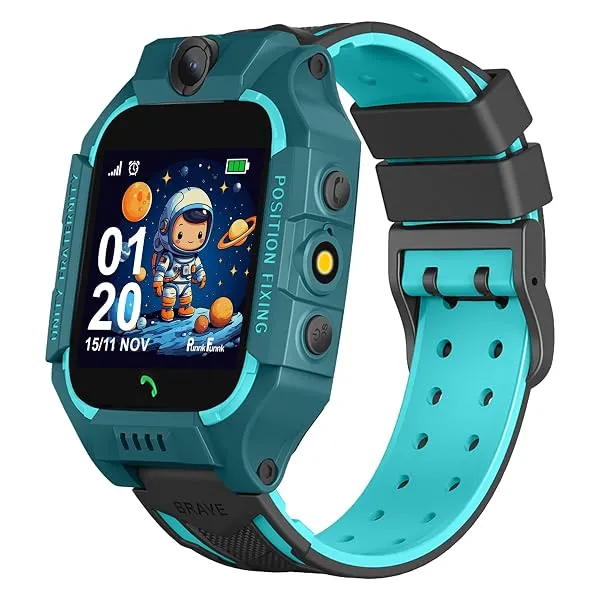 Punnk Funnk® Q18 Present Smart Kids LBS Location Tracking Watch with Voice Calling, SOS, Remote Monitoring, Camera, Geo-Fencing Function (Ocean Green) — Linkbiz SmartDeal's