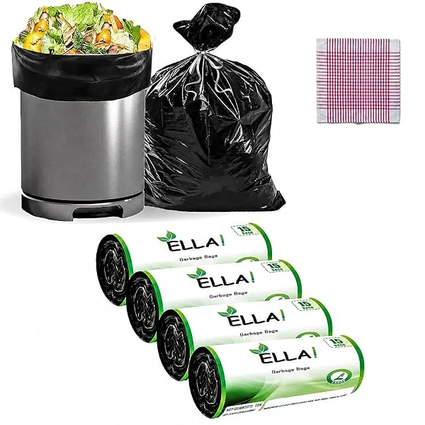 Ella Garbage Bags 24x32 Inches Large 60 Bags 4 Rolls | Leak Proof & Tear Resistant Trash Bags for Kitchen Home & Commercial Use | Dustbin Bags For Dry & Wet Waste With Free Check D — Linkbiz SmartDeal's