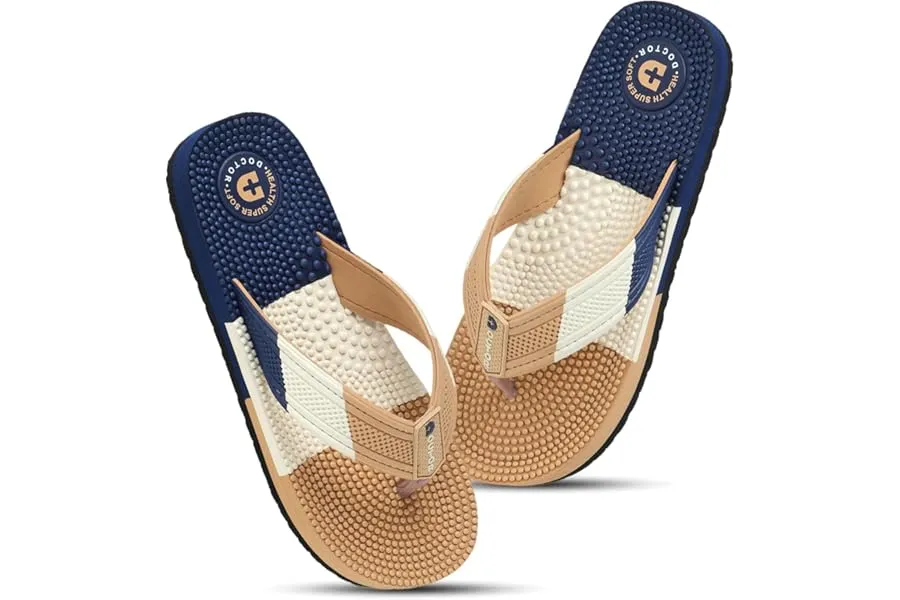DOCTOR HEALTH SUPER SOFT Men's & Boys Anti-Skid Flip Flops with Acupressure Massage Footbed | L — Linkbiz SmartDeal's