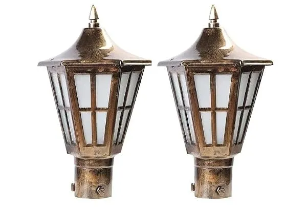 NIKETNUM Outdoor Gate Light in Antique Finish Pillar Lamp Frosted Glass Waterproof Post Light for Main Gate, Terrace, Boundary Without Bulb (Pack of 2 Pcs) — Linkbiz SmartDeal's