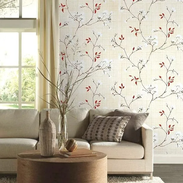 ROSASTELLA Self Adhesive Decorative Peel Stick Waterproof Floral Wallpaper Wall Decor Removable Wall Paper for Living Room Hall Decoration PVC Vinyl DIY Contact Paper45x304cm (Beig — Linkbiz SmartDeal's
