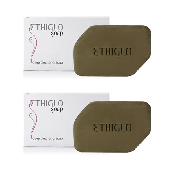 Ethiglo Deep Cleansing Soap for All Skin Types | Helps Reduce Acne Scars, Dullness, Tanning & Pigmentation | Leaves Skin Soft & Smooth | Pack of 2 (75g) — Linkbiz SmartDeal's