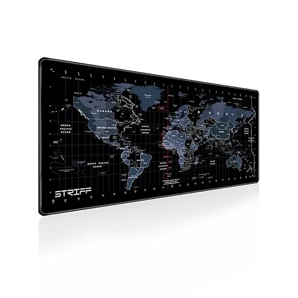 STRIFF World Map Extended Size (800 mm x 300 mm x 2 mm) Gaming Mouse Pad| Desk Mat | Stitched Edges| Non-Slip Rubber Base|Computer Laptop|Keyboard Mouse Pad for Office & Home (Worl — Linkbiz SmartDeal's