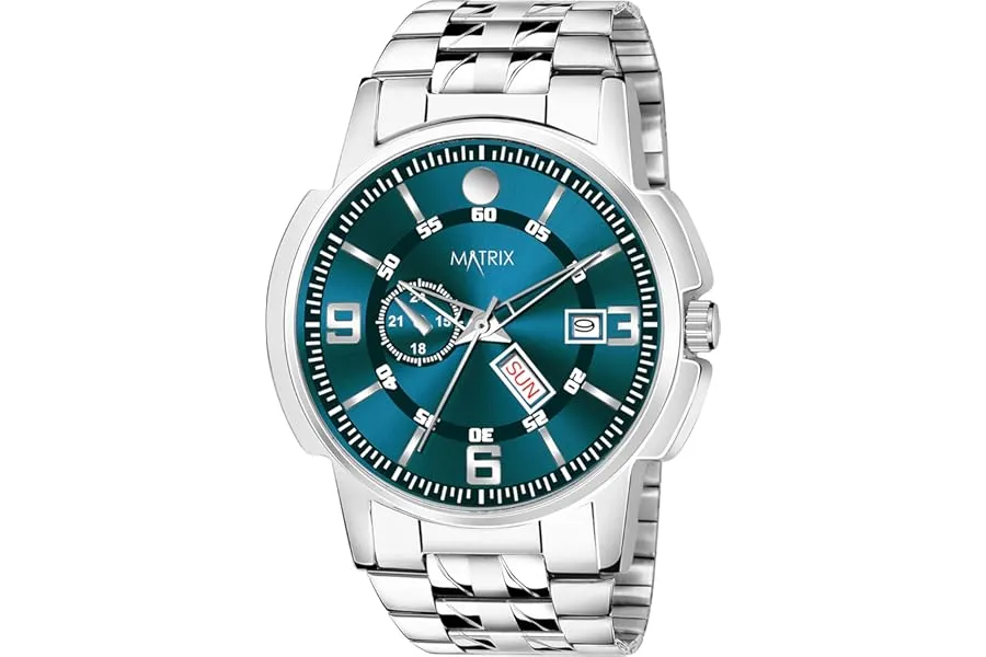 Matrix Analog Watch with Day & Date, Stainless Steel Strap — Linkbiz SmartDeal's