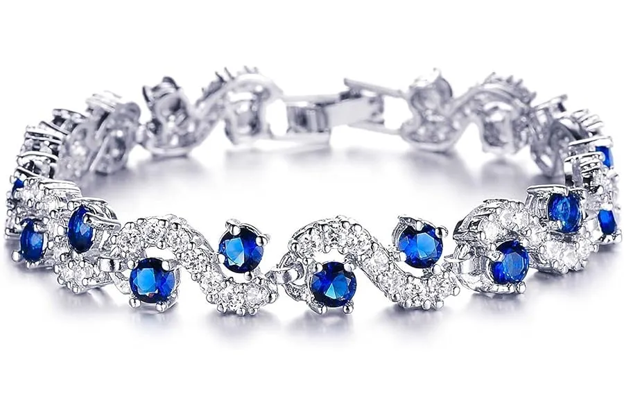 Shining Diva Fashion Royal Blue Crystal CZ Silver Plated Stylish Bracelet Gifts for Girls Women — Linkbiz SmartDeal's
