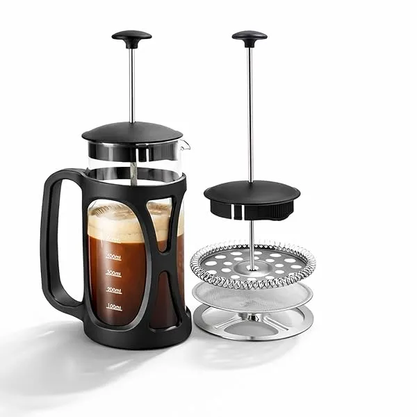 Wonderchef French Press Coffee Maker 350 ml | Heat Resistant Borosilicate Glass Carafe | 18/8 Stainless Steel 4 -Level Strainer System| Brew in 3 Mins | 1 Year Warranty — Linkbiz SmartDeal's