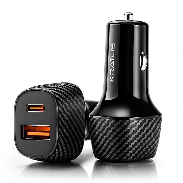 Kratos 80W Fast Car Charger with Dual Output, 80 Watts Total (28W USB + 25W Type C PD), Fast Charging, Adapter for iPhone & Android Smartphones and Tablets (Black) — Linkbiz SmartDeal's