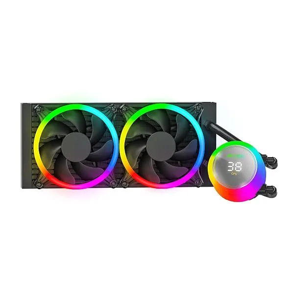 Ant Esports ICE Chroma 240 ARGB 240mm ARGB Liquid Cooler/AIO with CPU Temperature Display - Black | Support Intel & AMD CPU Socket AM5, AM4, AM3, LGA1700, 1200, 2066, 1151 | Evapor — Linkbiz SmartDeal's