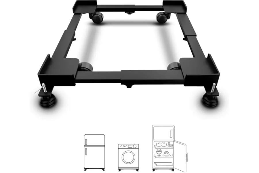 Hipkoo Adjustable Washing Machine Stand with Wheels | Heavy Duty Steel Trolley for 7–12 Kg Top/ — Linkbiz SmartDeal's
