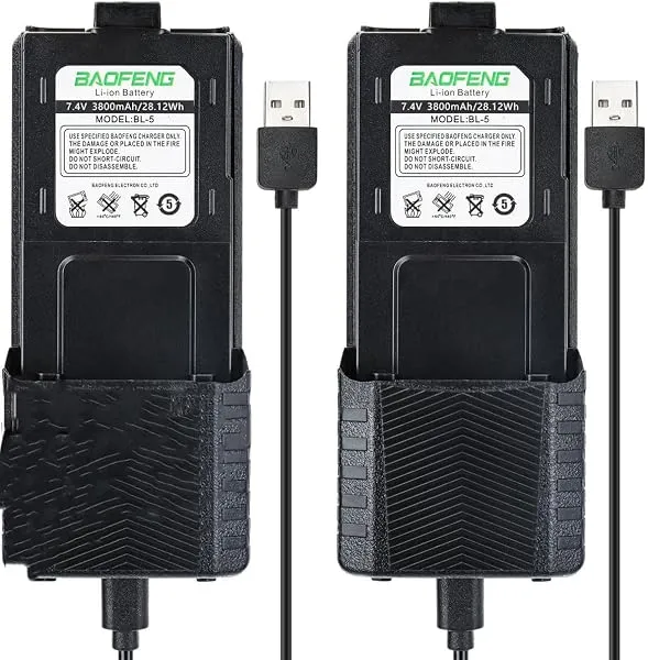 BAOFENG Battery UV-5R Battery 3800mAh, USB-C Rechargeable Extended High Capacity Li-ion Battery for UV5R BF-F8HP UV-82 Series Ham Radio, Includes Type-C Charging Cable (2-Pack) — Linkbiz SmartDeal's