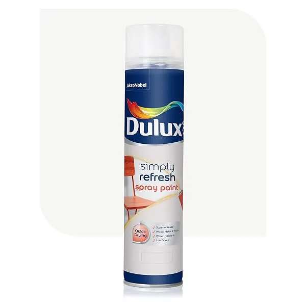 Dulux Simply Refresh Spray Paint | DIY, Quick Drying Gloss Finish for Metal, Wooden Furniture, Plastic, Walls, Cars & Bikes – 400ML (White) — Linkbiz SmartDeal's