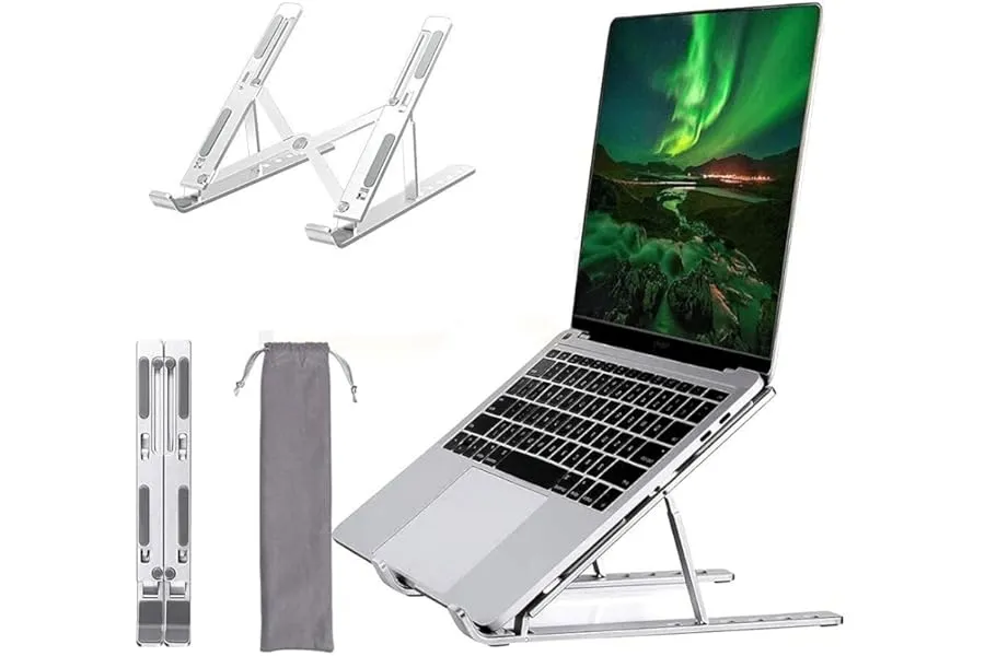 Dyazo 6 Angles Adjustable Aluminum Ergonomic Foldable Portable Tabletop Laptop/Desktop Riser St — Linkbiz SmartDeal's
