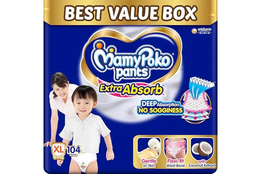 MamyPoko Pants Extra Absorb Baby Diapers, Extra Large (XL size) 12-17 kg 104 Count |Deep Sleep — Linkbiz SmartDeal's
