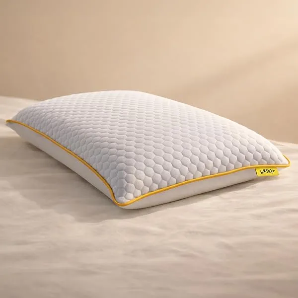 SleepyCat Orthopaedic Memory Foam Pillow for Better Shoulder and Neck Support, 1 Piece (Standard Size, 25x16 inches, White, Bamboo Fabric) — Linkbiz SmartDeal's