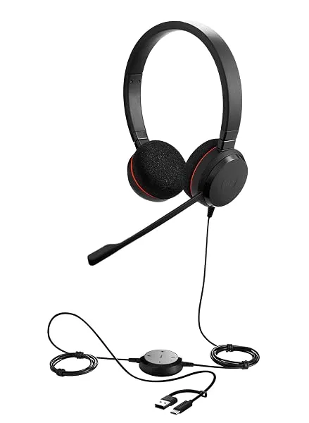 Jabra Evolve 20 MS Stereo USB-C/A Wired Headset with Noise-Cancelling Microphone | MS Teams Certified | Professional On-Ear Business Headphones for PC & Laptop | Plug & Play | Offi — Linkbiz SmartDeal's
