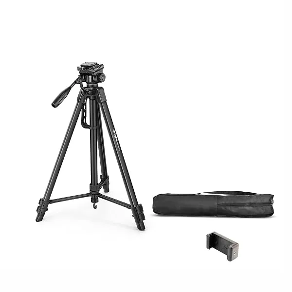 DIGITEK (DTR 550 LW) 67 Inch Foldable Tripod Stand with Phone Holder & 360° Ball Head, 5kg Load Capacity, Aluminum Alloy Legs with Rubberized Feet & Flip Locks, Carry Bag, for Phot — Linkbiz SmartDeal's