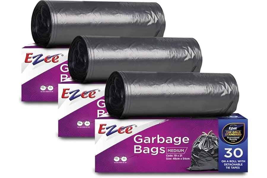 Ezee Black Garbage Bags for Dustbin, 90 Pcs Medium — Linkbiz SmartDeal's