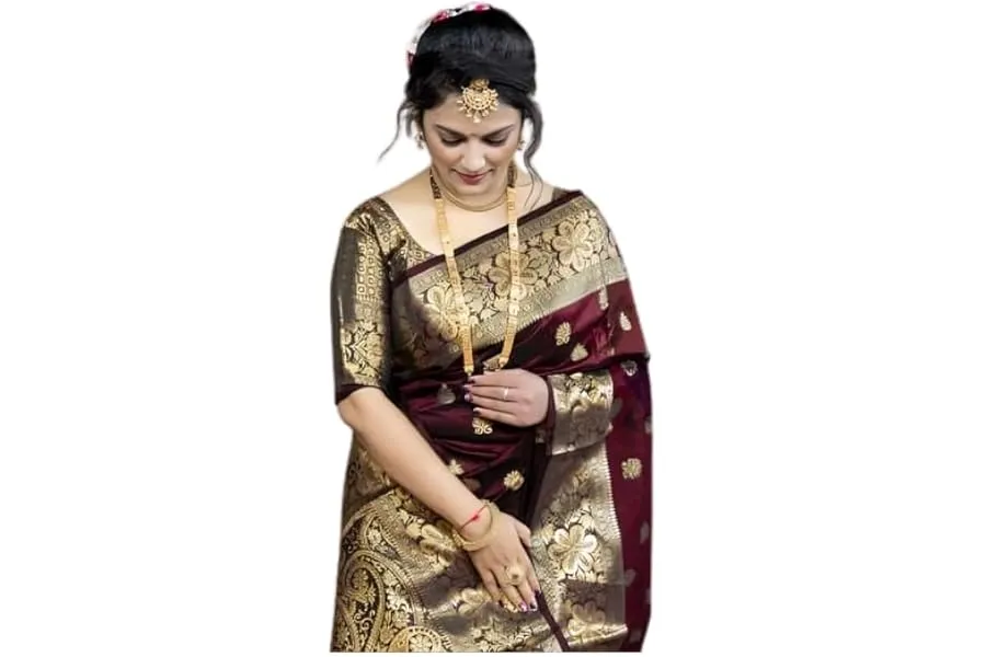 C J Enterprise Women's Pure Soft Silk Saree With Blouse Piece For Wedding — Linkbiz SmartDeal's
