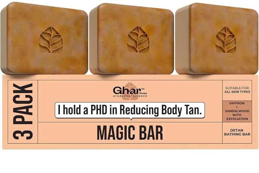 Ghar Soaps Sandalwood & Saffron Magic Bar For Bath (300 Gms Pack Of 3) | Paraben Free | Chandan — Linkbiz SmartDeal's