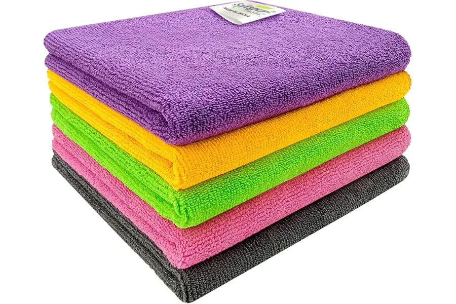 SOFTSPUN Microfiber Cloth 5pcs 40x40cms 340 GSM Multi-Color! Thick Lint & Streak-Free Multipurp — Linkbiz SmartDeal's