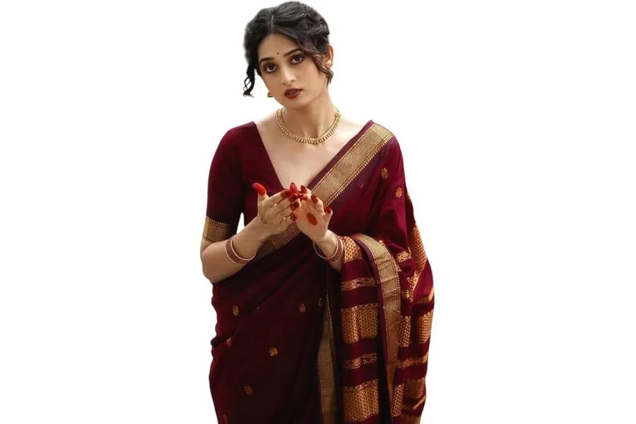 Yashika Women's Banarasi Kanjivaram Cotton Silk Saree With Unstitched Blouse Material — Linkbiz SmartDeal's
