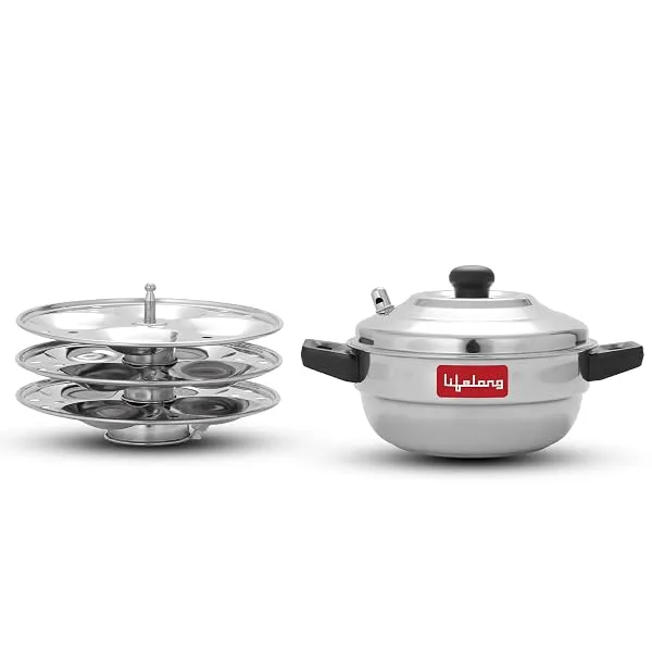 Lifelong Idli Cooker 3 Plate | 12 idlis | Stainless Steel Idli Cooker, Induction and Gas Stove Compatible Idli Maker (LLIDCKR03, Steel Silver) — Linkbiz SmartDeal's