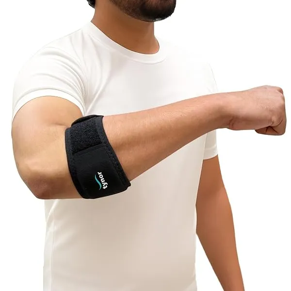 TYNOR Tennis Elbow Support, with Adjustable Compression for Pain Relief & Elbow Stability | for Sports, Gym, Running, Training & Injury Recovery for Men & Women | Pack of 1 (Black, — Linkbiz SmartDeal's