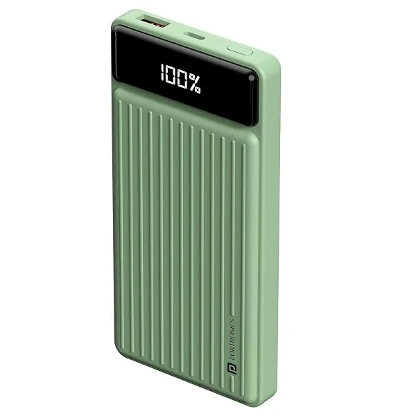 Portronics Luxcell B 10K 10000 mAh 22.5W Fast Charging Power Bank, Ultra Slim Power Bank with Mach USB-A Output, Type C PD Output, Type C Input, Wake Up Button(Green) — Linkbiz SmartDeal's