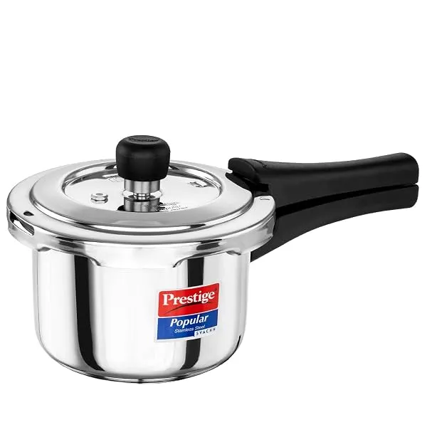 Prestige 1.5 Litre Stainless Steel Popular Svachh Outerlid Pressure Cooker | Deep lid for spillage control|Gas & Induction Compatible|Controlled Gasket Release System|5 Years warra — Linkbiz SmartDeal's