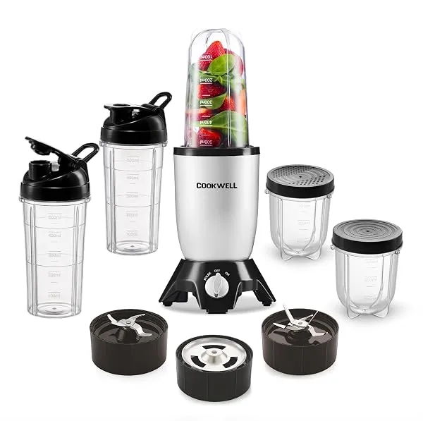 Cookwell Bullet Mixer Grinder (5 Jars, 3 Blades, Silver) - 600 Watts - 2 Year Warranty — Linkbiz SmartDeal's