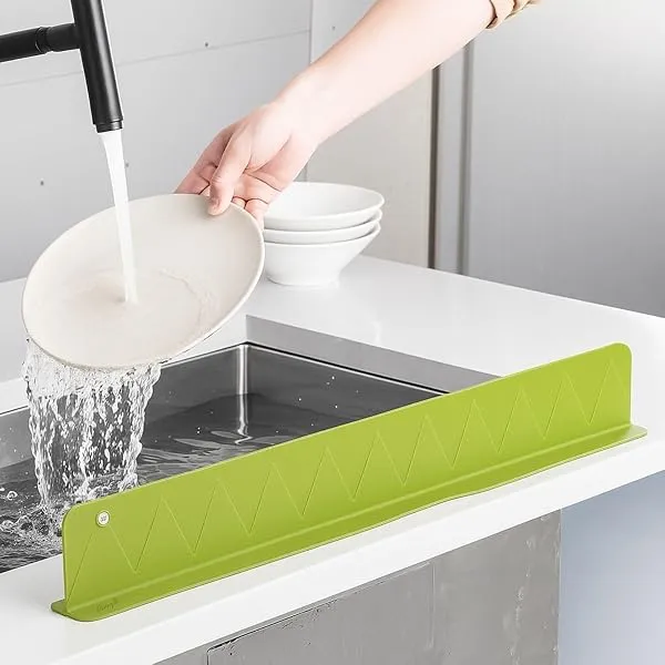 NaturalCozy 2PCS X 48CM Silicone Sink Splash Guard in Kitchen Sink Water Splash Guard with Strongfor Organizing! Montessori Remotes Organizing Waterproof Flexible Anti Splash for K — Linkbiz SmartDeal's