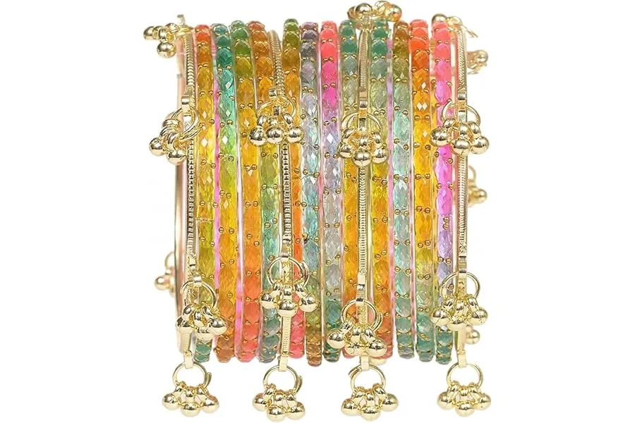 Nakabh Kashmiri Ghangharoo Glass Bangles Set for Women | Light Weight Bangles | Traditional Tra — Linkbiz SmartDeal's