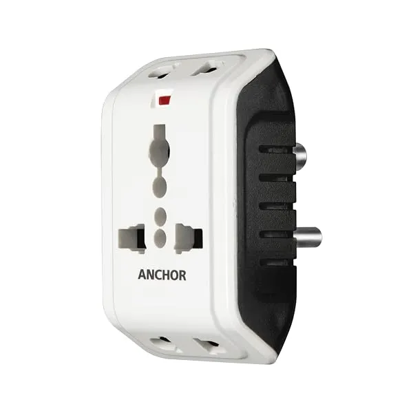 Anchor by Panasonic 6A 3 Pin Multiplug Travel Adapter with Universal Socket | 3 Pin Multi Plug Universal Socket (White) — Linkbiz SmartDeal's