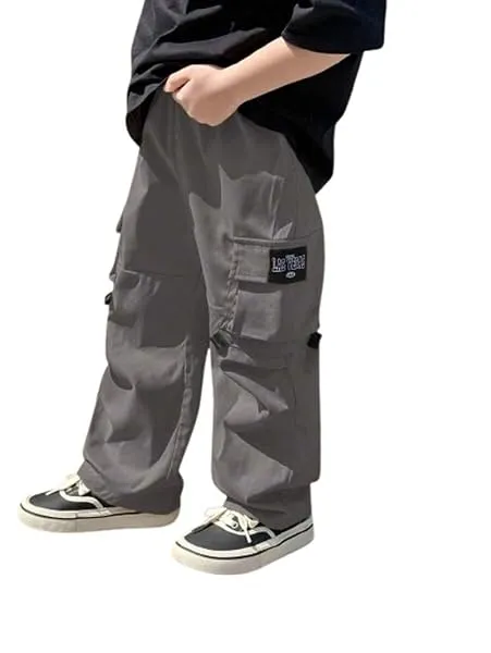 Lymio Junior's Boys Cargo Pants | Stylish Cotton Blend Casual Trousers for Kids | Relaxed Fit Junior Boy Cargo Pant | Trendy Kids Streetwear Joggers with Multi-Pockets — Linkbiz SmartDeal's