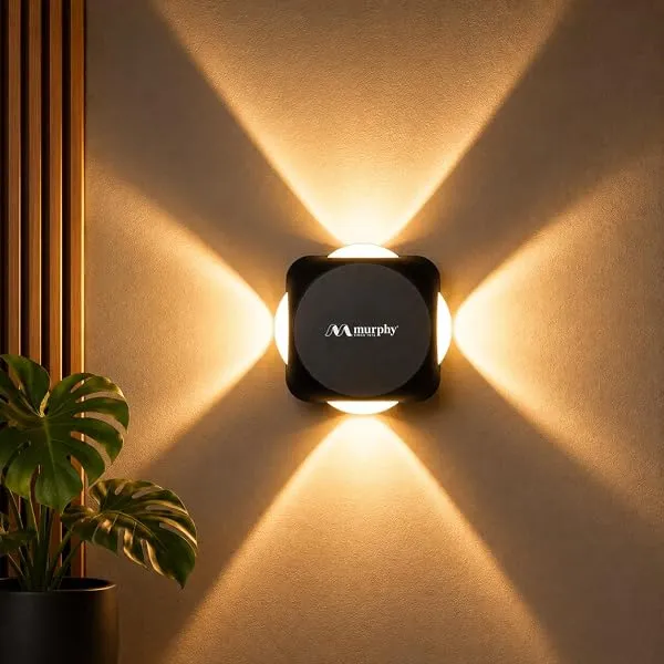 Murphy LED Outdoor Up/Down Wall Light - 6W, Warm White, (4 Multi-Directional Beams), IP65 Waterproof Aluminum Body, Pack of 1 (2-Year Warranty) — Linkbiz SmartDeal's