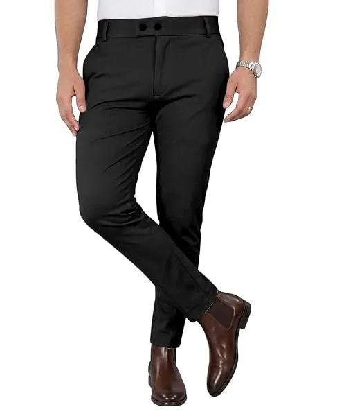 Mehrang Men's Stretchable Stretchable Formal Pant Trousers | Stylish Slim Fit Men's Wear Trousers for Office or Party | Polycotton Knitted Fabric — Linkbiz SmartDeal's
