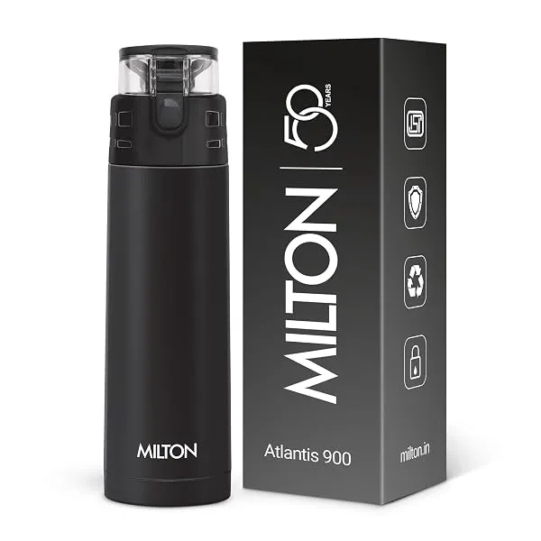 Milton Atlantis 900 Thermosteel Water Bottle 750 ml, 24 Hr Hot and Cold I Leak Proof Lid, ISI Certified I Double Wall Vacuum Insulated Flask for Office, Gym, School, Sports, Travel — Linkbiz SmartDeal's