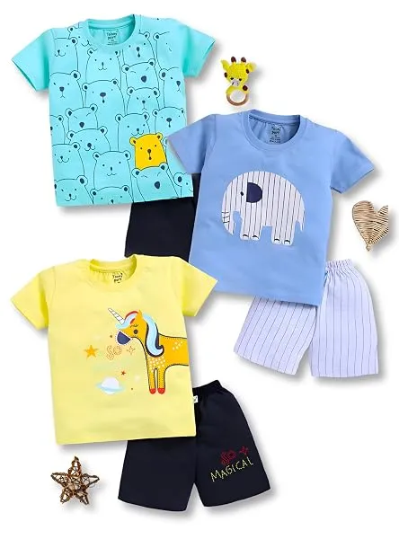 Toonyport Boys Summer 3 Packs Of T-shirts and Shorts Combo Set (Multicolors) — Linkbiz SmartDeal's