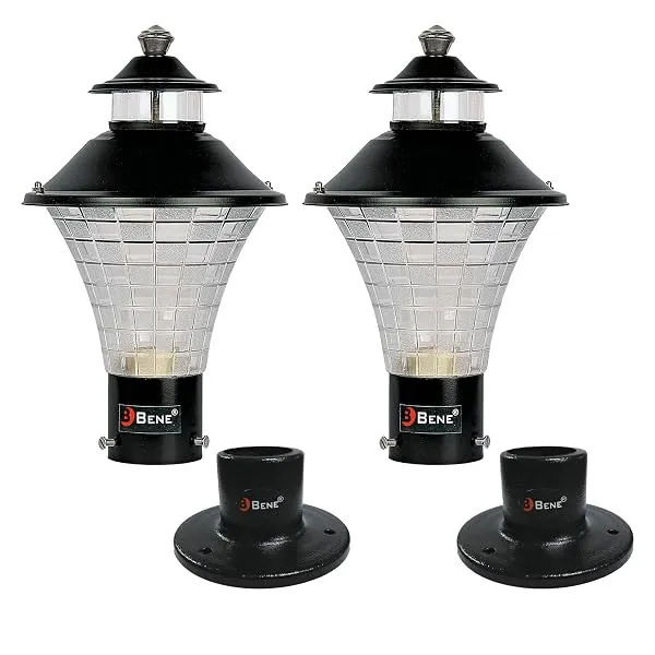 BENE Geruit Outdoor Lamp with Base Stand (Black, 18 Cms, Pack of 2 Pcs) — Linkbiz SmartDeal's